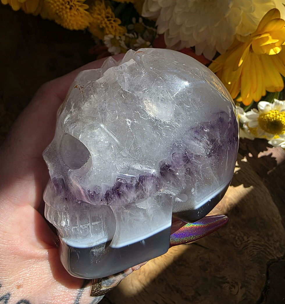 Thumbnail: Amethyst agate druzy skull