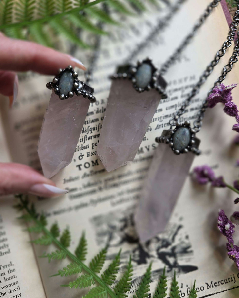 Thumbnail: Rose Quartz with Labradorite necklace 