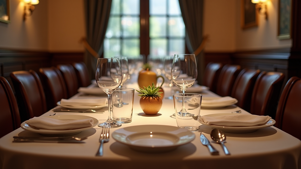 High angle view of an elegantly set table in an Italian restaurant