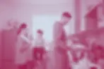 Family in kitchen