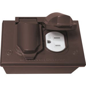 Southwire Single Gang Bronze Horizontal Weatherproof Duplex Cover with Duplex De