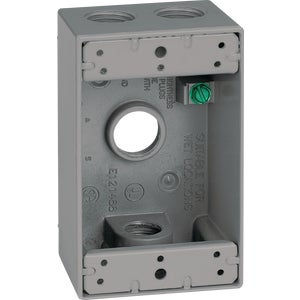 Southwire Single Gang 1/2 In. 4-Hole Gray Weatherproof Junction Box
