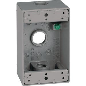 Southwire Single Gang 1/2 In. 3-Hole Gray Weatherproof Junction Box
