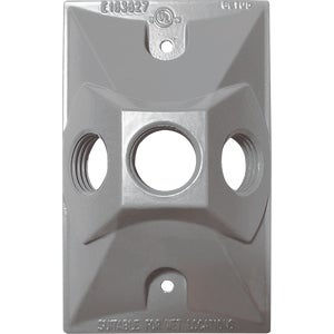 Southwire Single Gang Weatherproof 3-Hole Gray Rectangular Cover