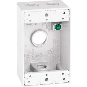 Southwire Single Gang 1/2 In. 4-Hole White Weatherproof Junction Box