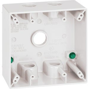 Southwire Dual Gang 1/2 In. 5-Hole White Weatherproof Junction Box