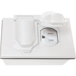 Southwire Single Gang White Horizontal Weatherproof Duplex Cover with Duplex Dev