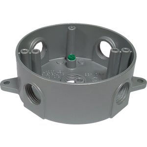 Southwire 4 In. Dia. 1/2 In. 5-Outlet Gray Weatherproof Round Box