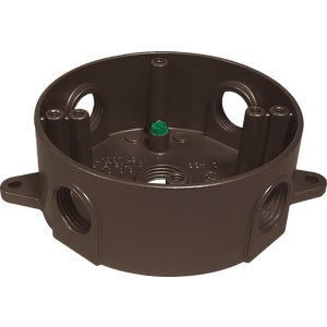 Southwire 4 In. Dia. 1/2 In. 5-Outlet Bronze Weatherproof Round Box