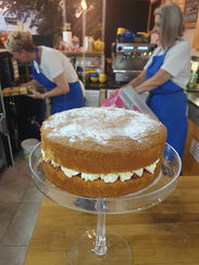 Sponge cake on a stand