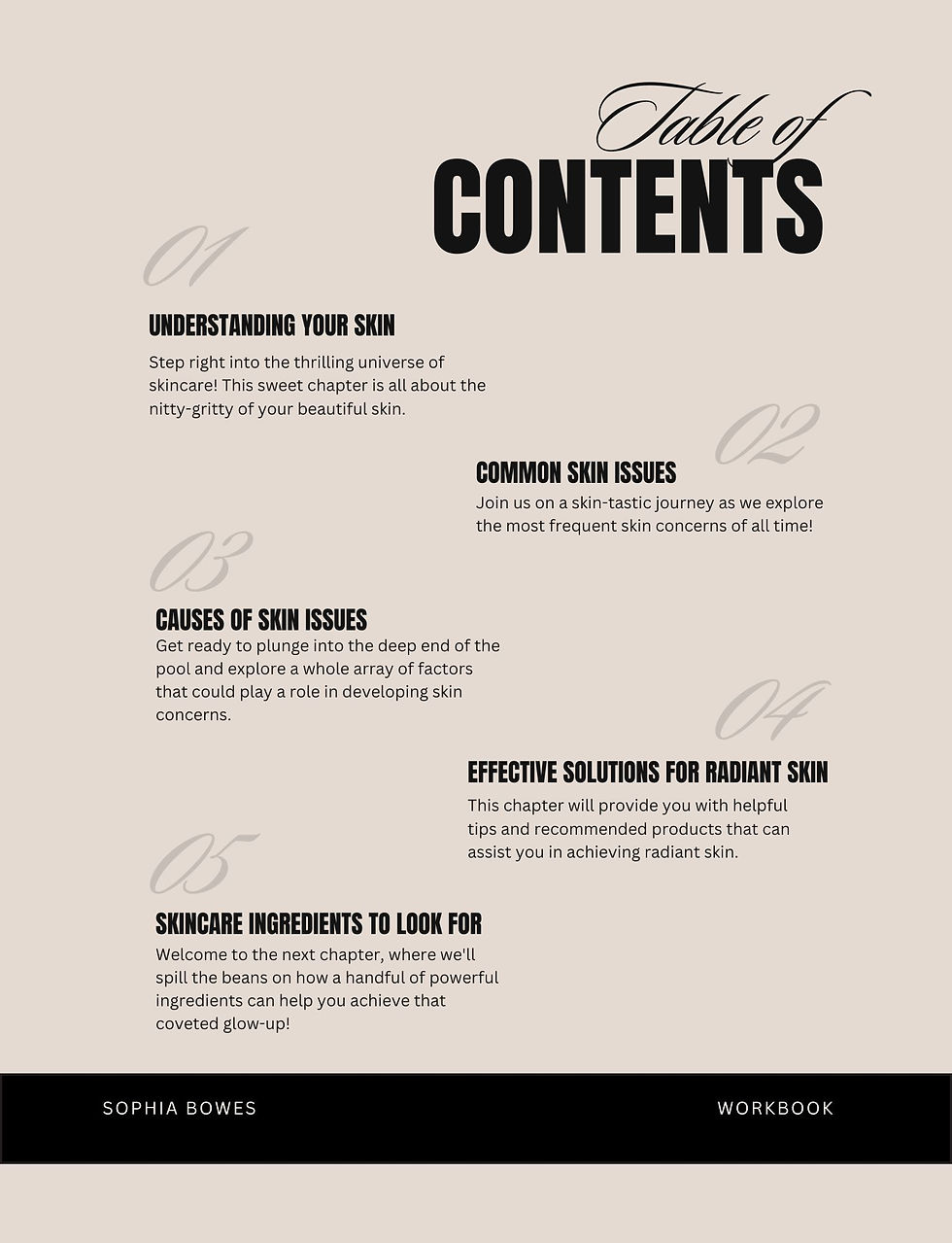 Table of Content page 1