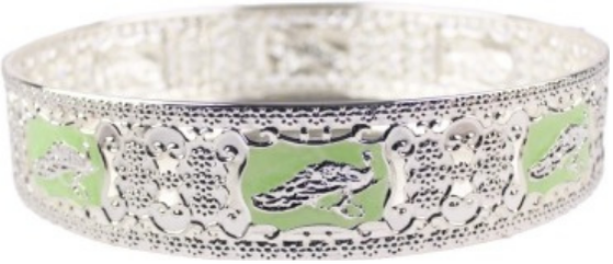 The Majestic Tranquil Green German Silver Serving Tray (10-inch)