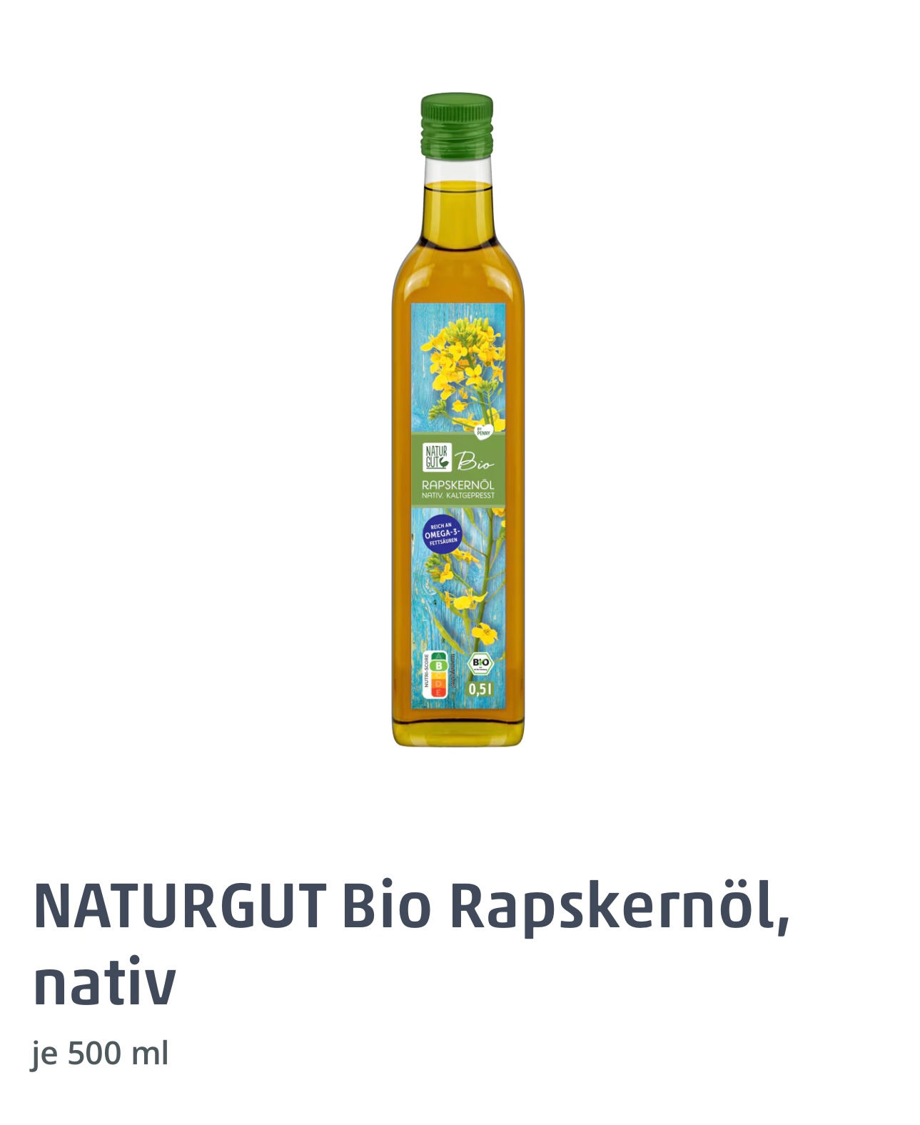 NATURGUT Bio Rapskernöl, nativ – 500 ml