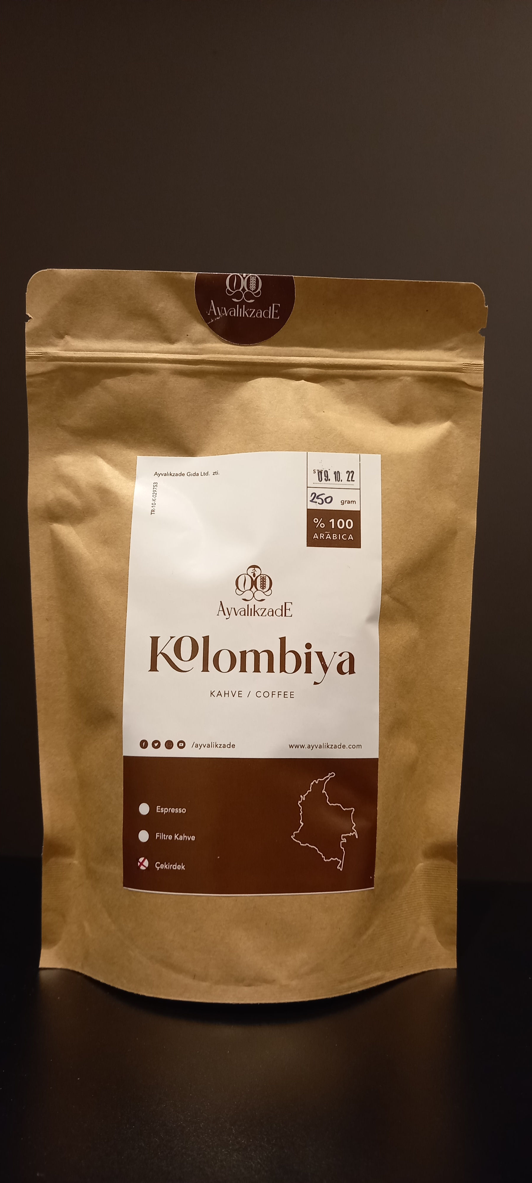 Kolombiya Taze Kavrulmuş Kahve Çekirdek(250 gr.)