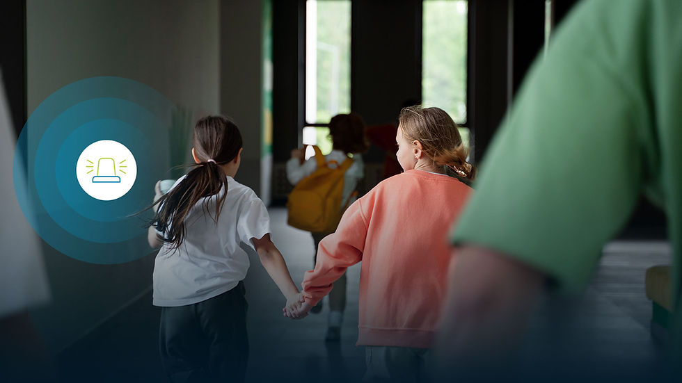 Students running in a lockdown alert.