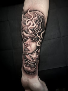 Hannya mask lady tattoo