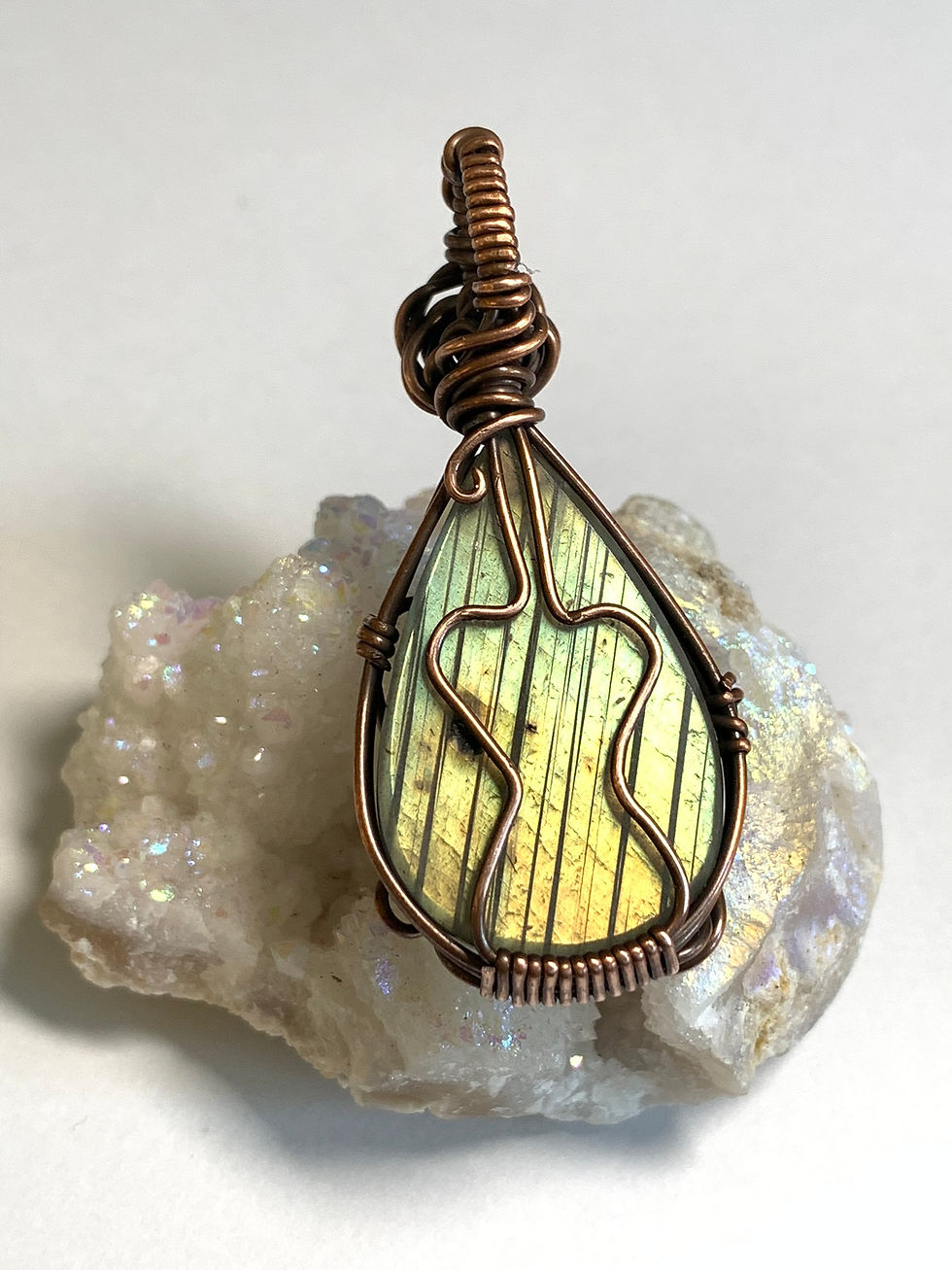 Thumbnail: Enchanted Rose Copper And Labradorite Pendant