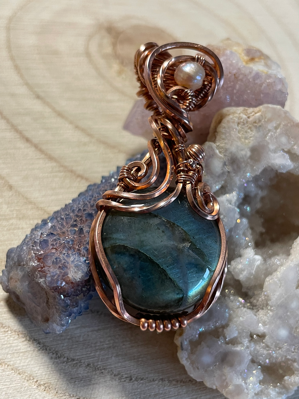 Thumbnail: mermaids potion labradorite copper pendant