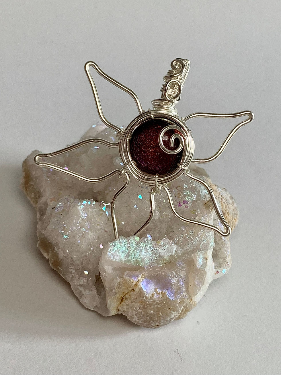 Thumbnail: Dichroic Glass Flower Silver Filled Pendant