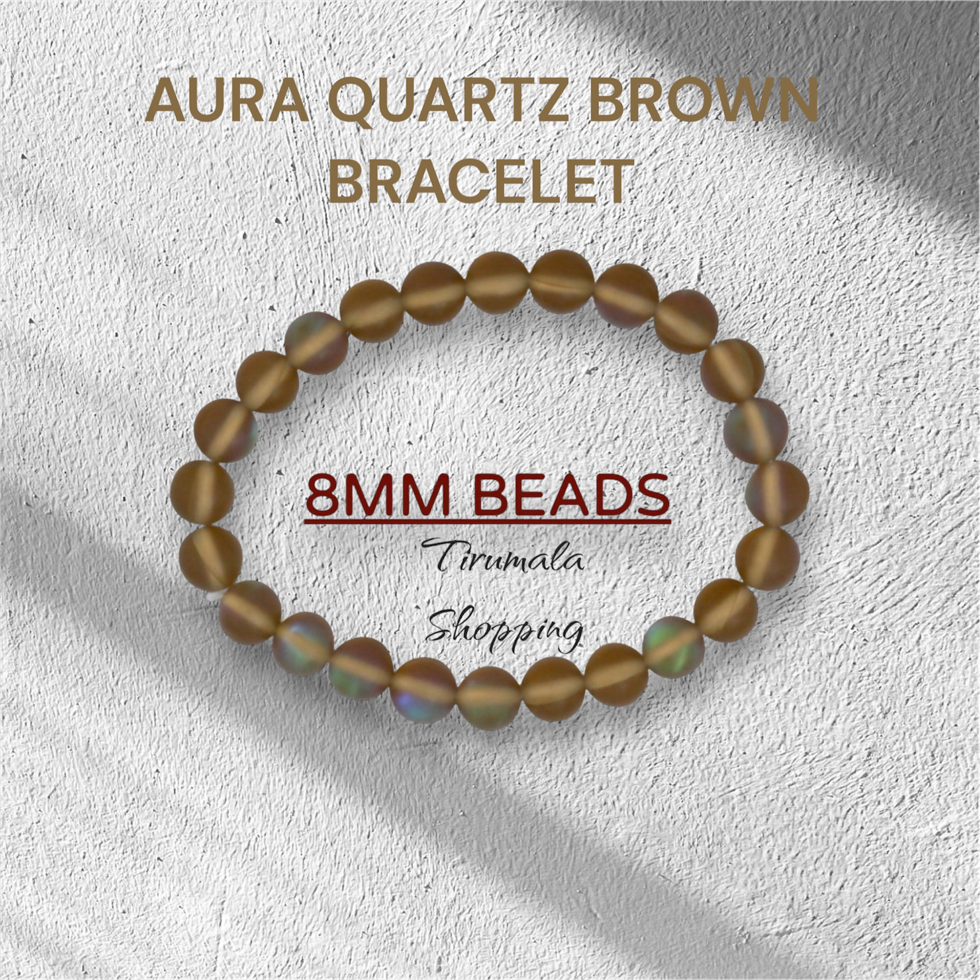 Brown Aura Quartz Bracelet for Grounding, Stability & Emotional Strength
