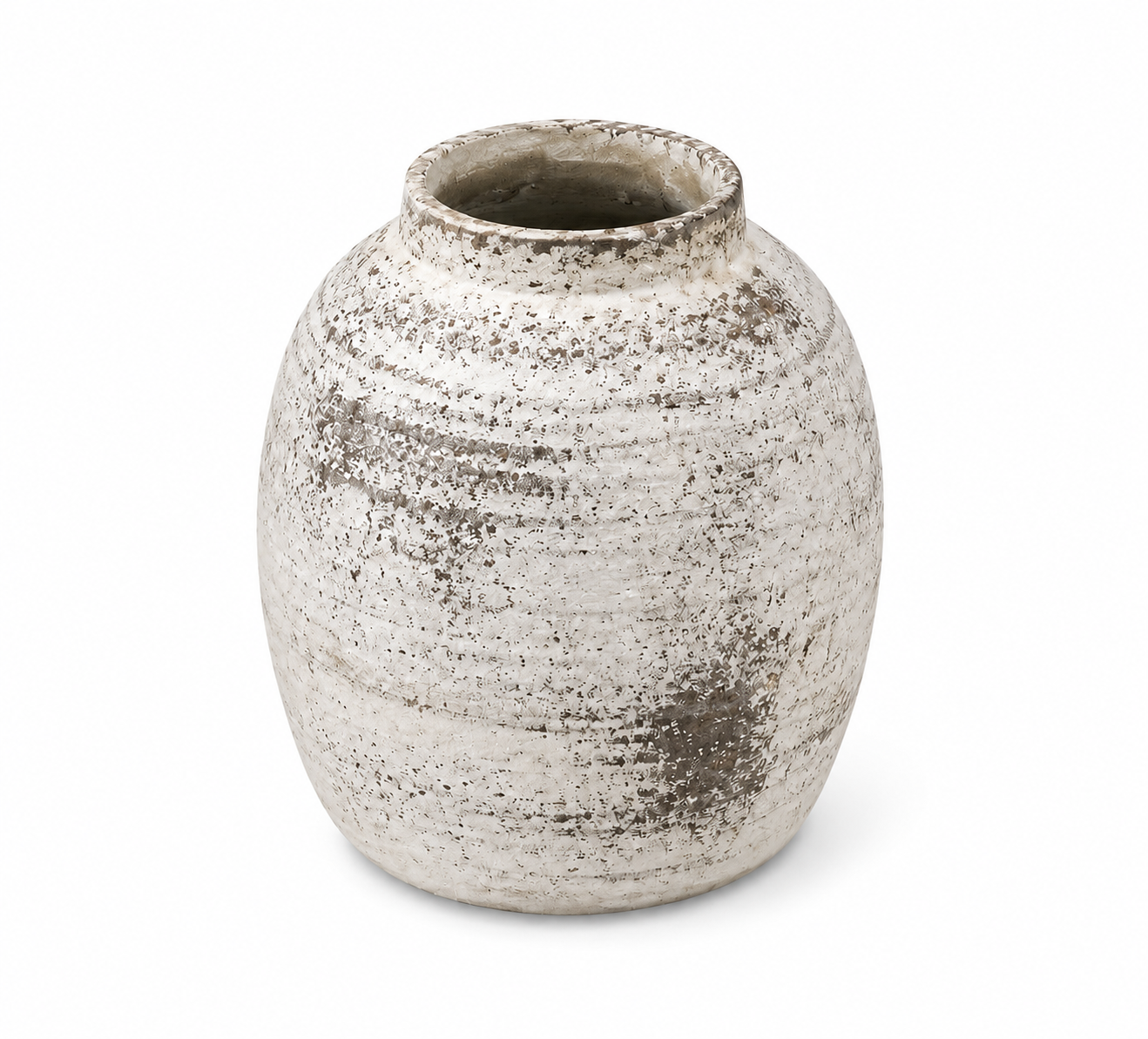 Rustic White Brown Ceramic Vase Medium