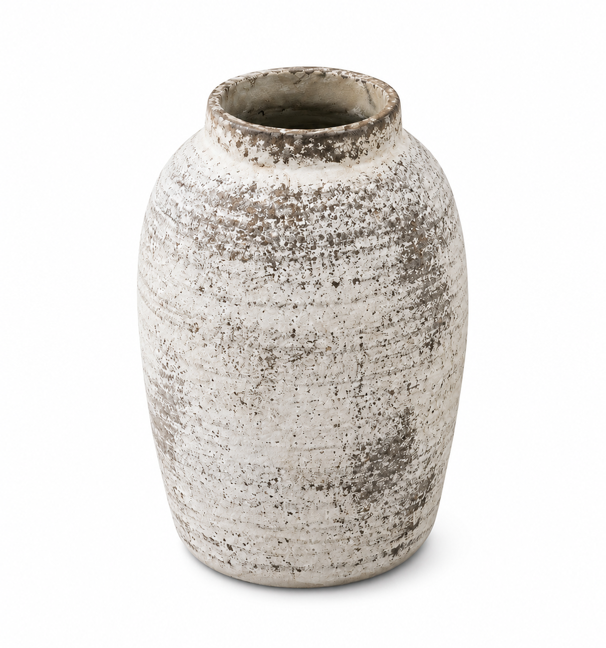 Rustic White Brown Ceramic Vase Large
