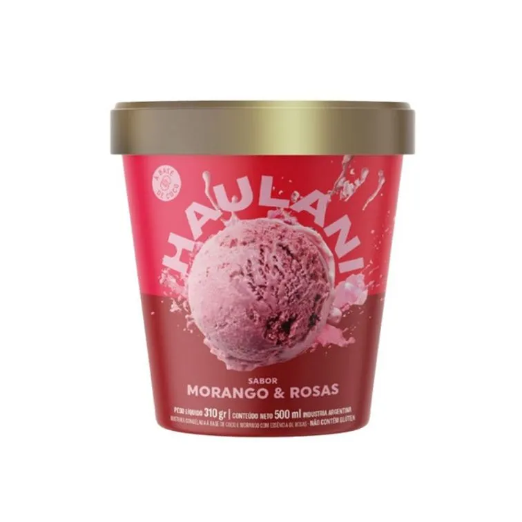 Sorvete Vegano Morango e Rosas Haulani