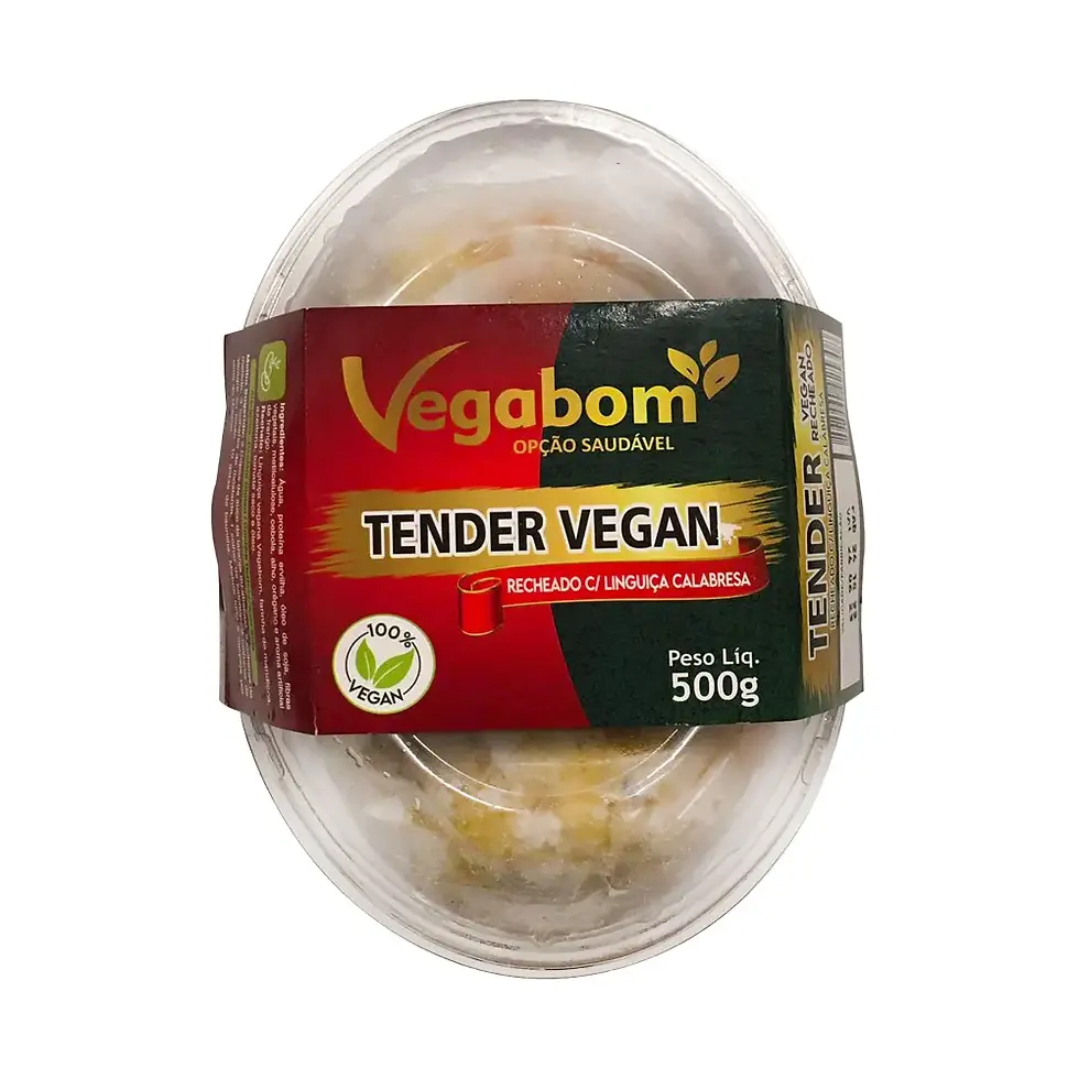 Tender vegan recheado de Linguiça Vegabom