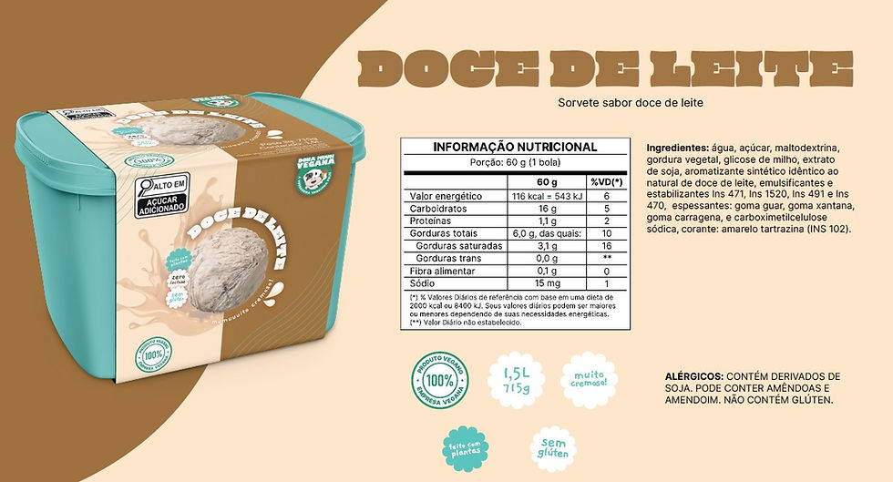 Miniatura: Sorvete vegano sabor Doce de Leite Dona Muuh Vegan em pote de 1.5L