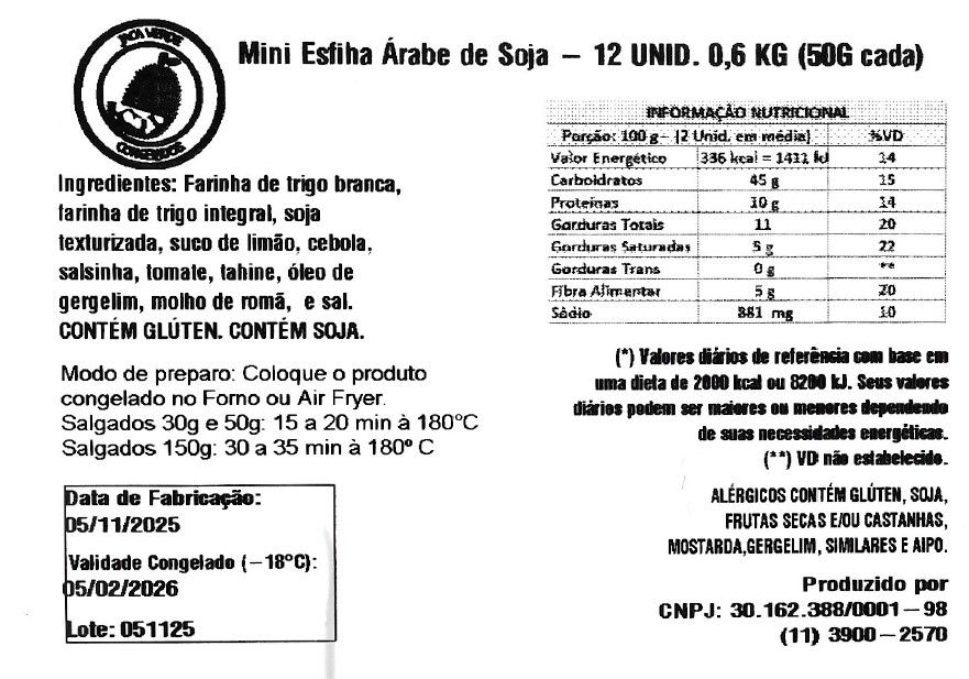 Miniatura: Esfiha árabe de Soja Jaca Verde 600g
