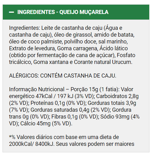 Miniatura: Queijo Muçarela vegano Basi.co