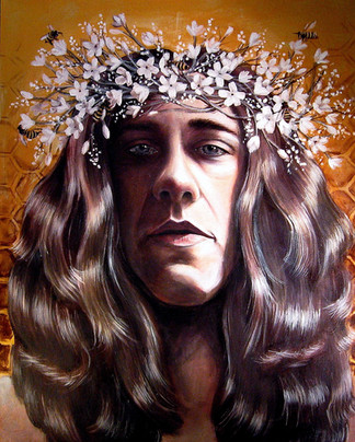 People portrait, self-portrait, acrylic painting created by New York artist, Melissa Mae Kors