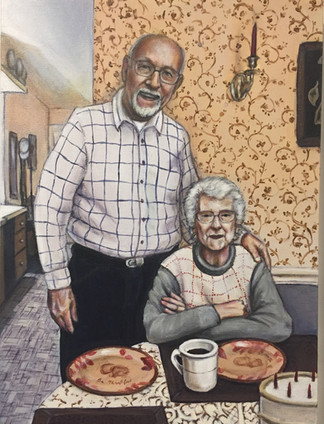 Commissioned family portrait, acrylic painting created by New York artist, Melissa Mae Kors