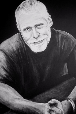 Commissioned people portrait, acrylic painting created by New York artist, Melissa Mae Kors