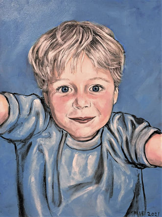 People, child portrait painting created by New York artist Melissa Mae Kors