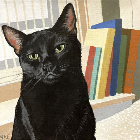 Pet, cat commissioned portrait painting created by New York artist Melissa Mae Kors