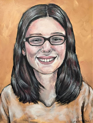 Commissioned child's portrait, acrylic painting created by New York artist, Melissa Mae Kors