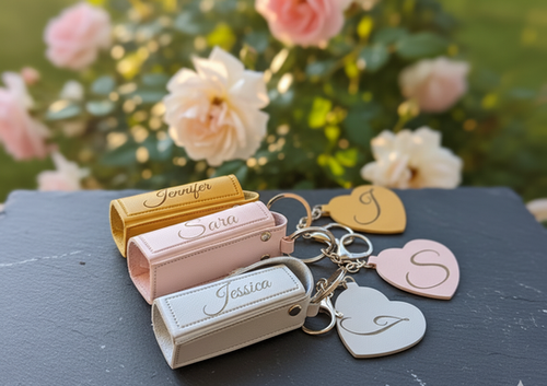 Keychain- Lipbalm/Listick Holder with Heart Shaped Mirror | Inscripted