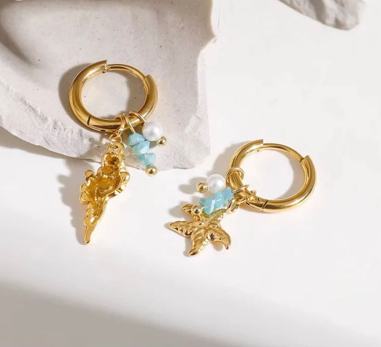 Mermaid Charm Hoops