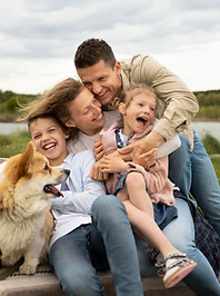 medium shot happy family