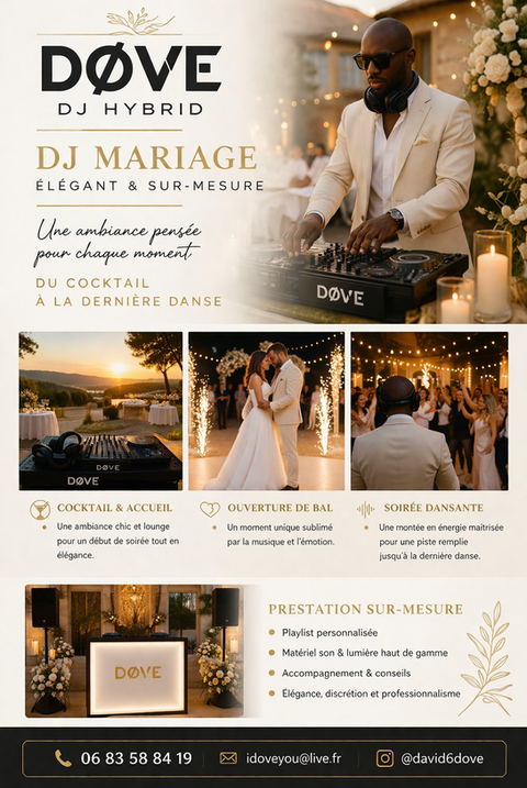Visuel DØVE DJ mariage élégant et sur-mesure pour ambiance chic et réception haut de gamme
