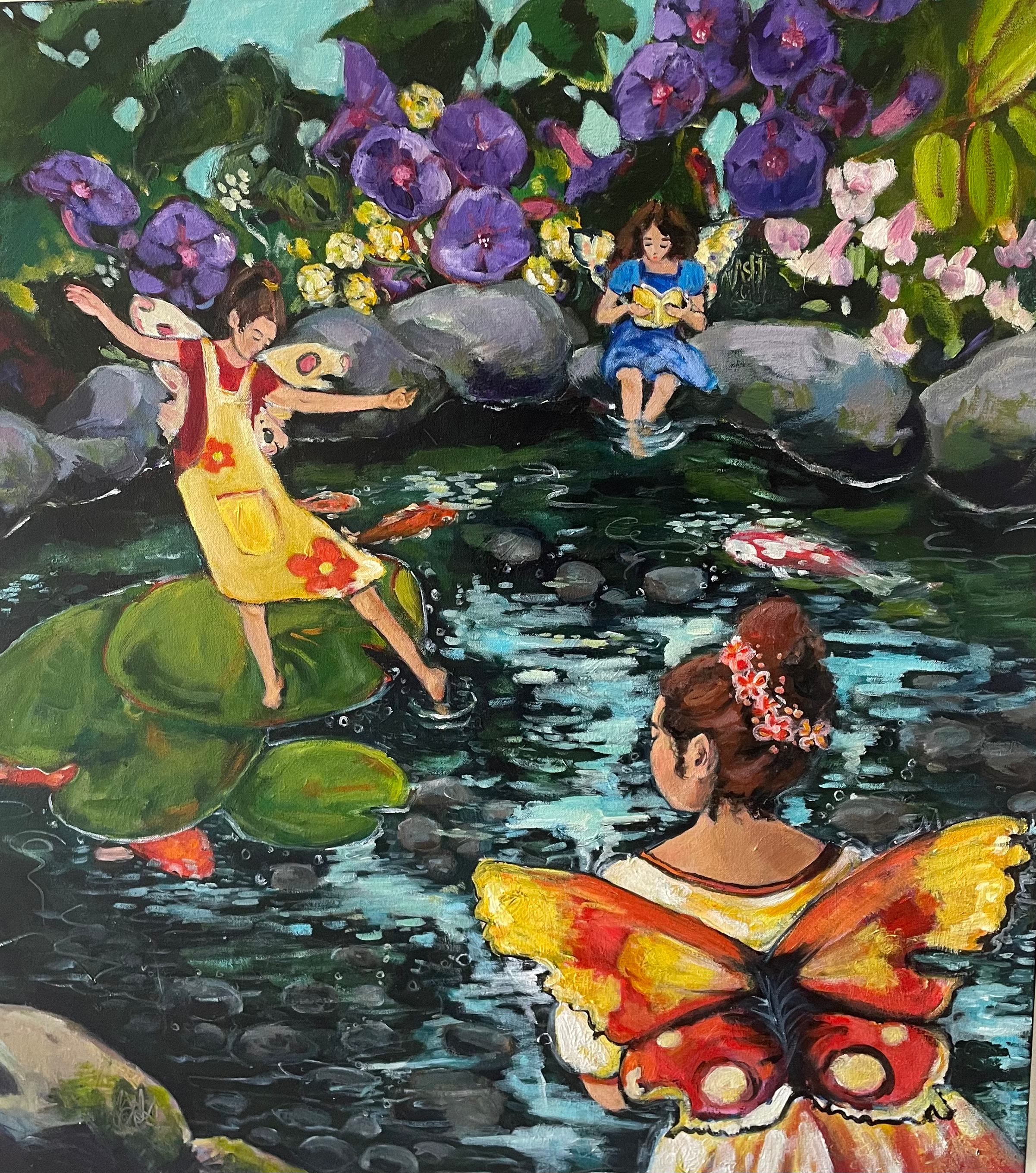 Koi Dancers acrylic 82x73cm 