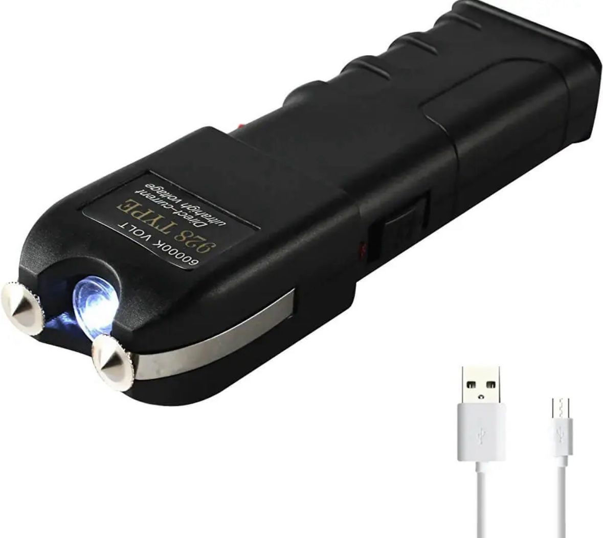 אקדח שיתוק חשמלי שחור עם כבל USB לטעינה