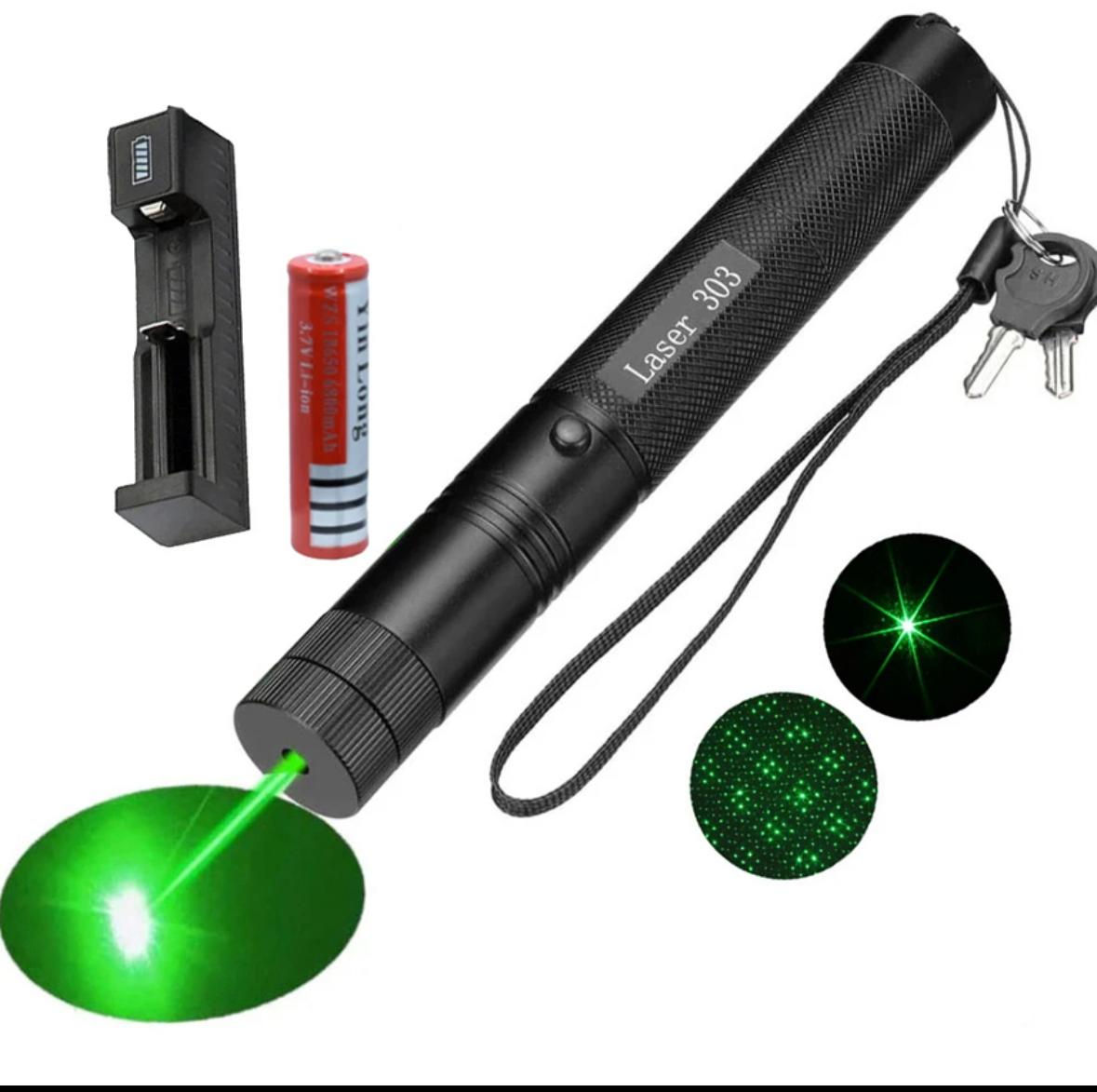 לייזר ירוק 303 עם סוללה ומתאם