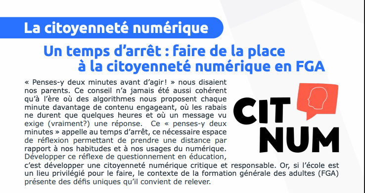 La CITNUM dans la revue annuelle de la FGA!