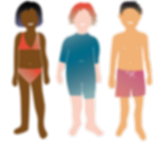 Groupe de personnages en costume de bain