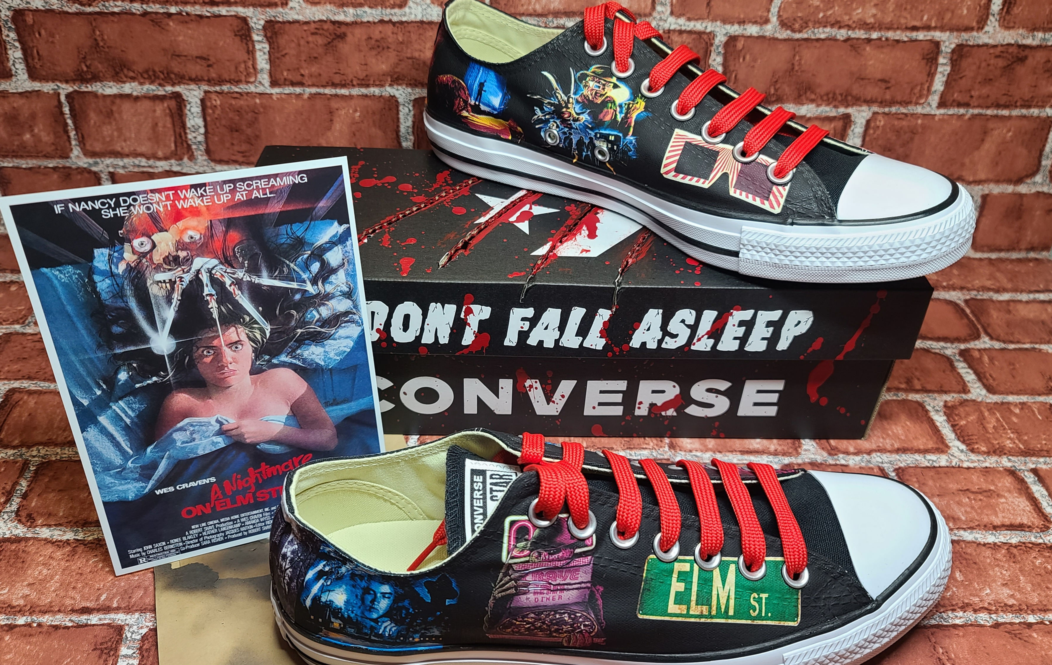 A NIGHTMARE ON ELM ST CUSTOM CONVERSE SNEAKERS