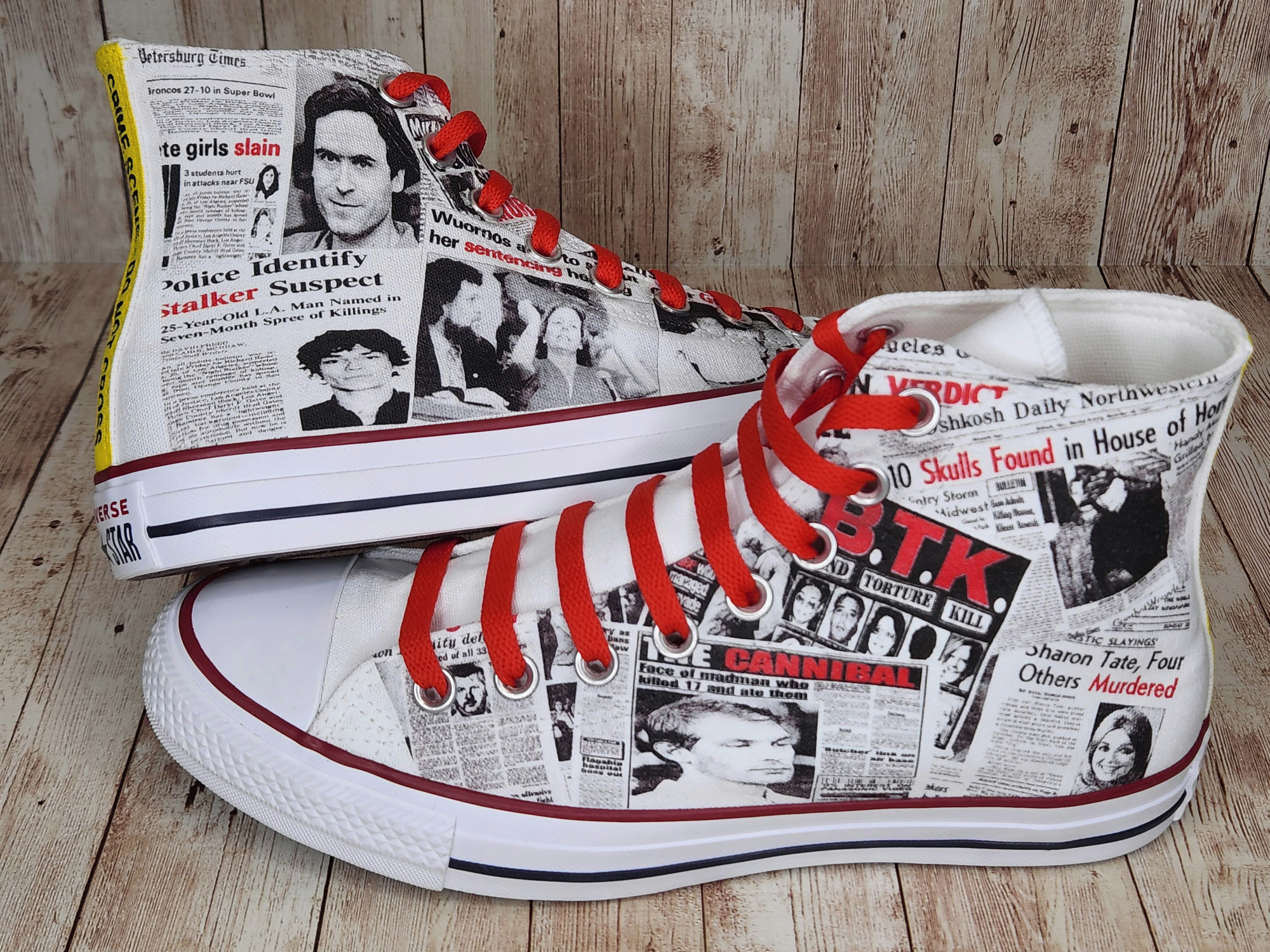 SERIAL KILLERS CUSTOM CONVERSE HIGH TOP SNEAKERS