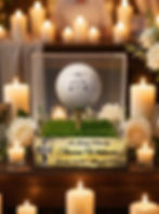Golf ball in clear display case Cremation Urn Keepsake