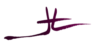 signature de l'artiste au pinceau avec le l'oxyde de fer rouge